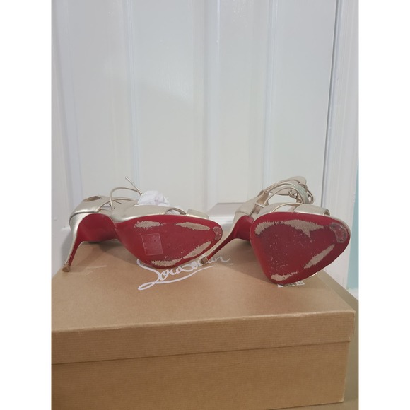 Christian Louboutin Marechale Strappy Heels Booties Gold Champagne 40.5 10.5 - Picture 3 of 7